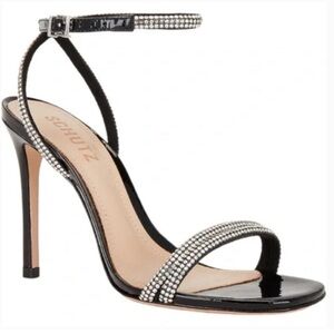 SCHUTZ Altina Glam Crystal Heels, Black - WORN ONCE
